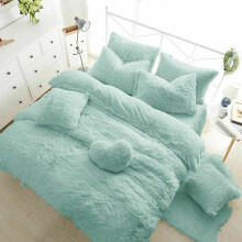 (Duck Egg, Double) Teddy Bear Fleece Extra Deep Fitted Sheets Bedding Set & Pillowcases All size 12"/30cm Box Bedding Cozy Warm Fluffy