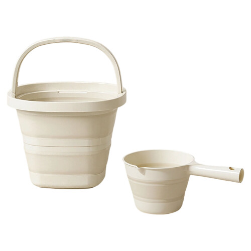 Seau à eau pliable compact et ensemble de-Milieu crémeux
