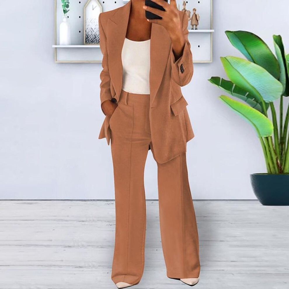 (khaki, XXXXL) Autumn Fashion Women's 2pcs Pants Sets Business Office Ladies Formal Blazer And Pants Sets Tracksuit Sets Female Outfits-image-OPC-PMP7KHH-NEW