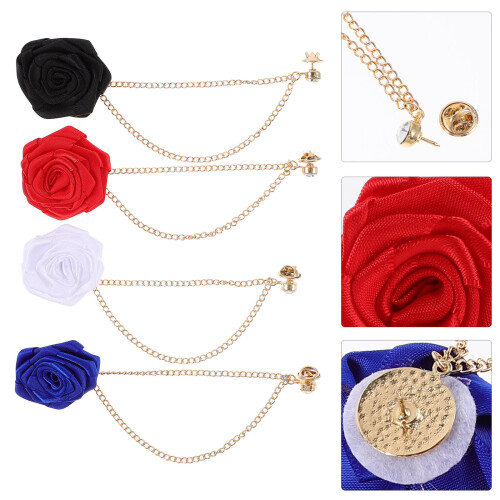 4 Pezzi Boutonniere Con Nappina E Per Cravatta 2