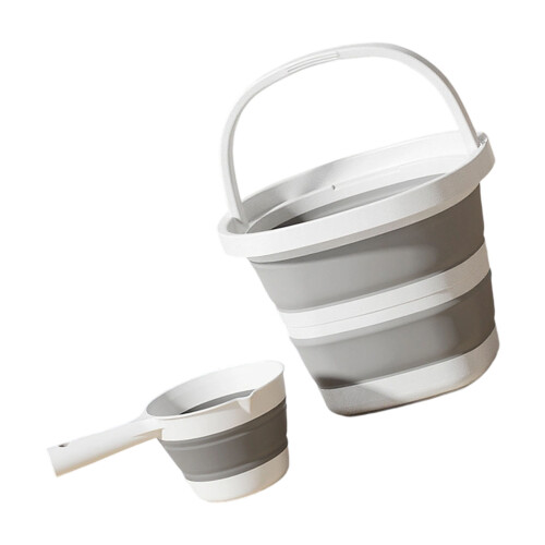 Compacts Foldable Water Pail Bucket And Scoops-White gray big