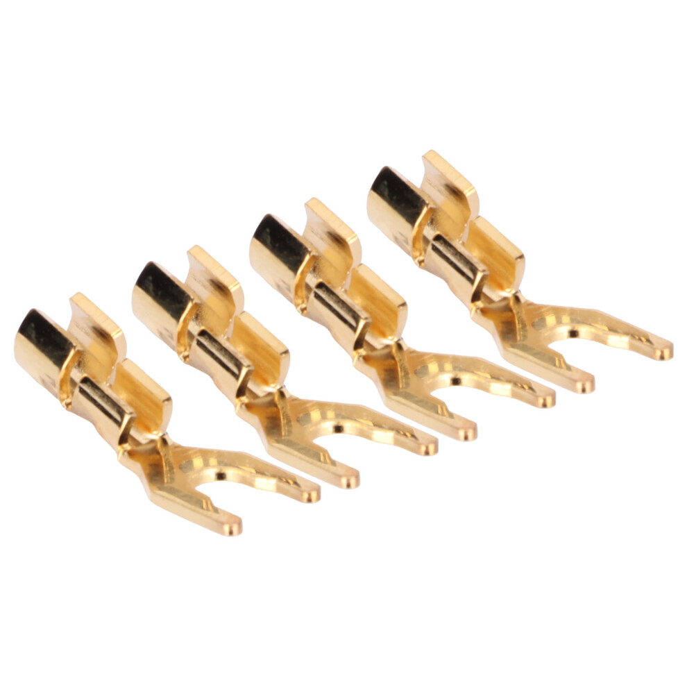 4Pcs Plated 45 Y Spade Fork Connectors For Diy Speaker Wires Gold 4911357373715
