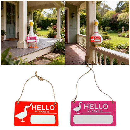 Plastomer Security Sign with Humorous Gooses Warning Guard-Red 2