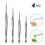 4 Pezzi Pinzette in Inox Lunghe Dritte ( ) 10