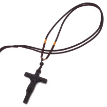 Wooden Cross Pendant Necklace Carved Decor For Men And Women