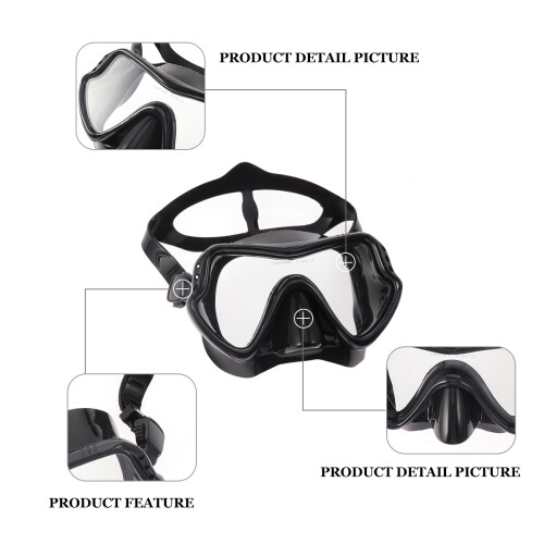Conjunto De Máscara De Snorkel Silicone Preto 2
