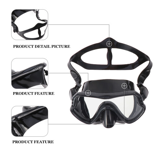 Conjunto De Máscara De Snorkel Silicone Preto 1