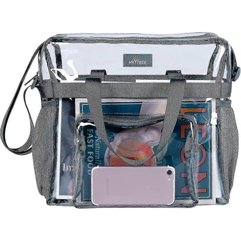 Transparent Bag Grey, Shopping Gym Work Sports Concert Clear Tote