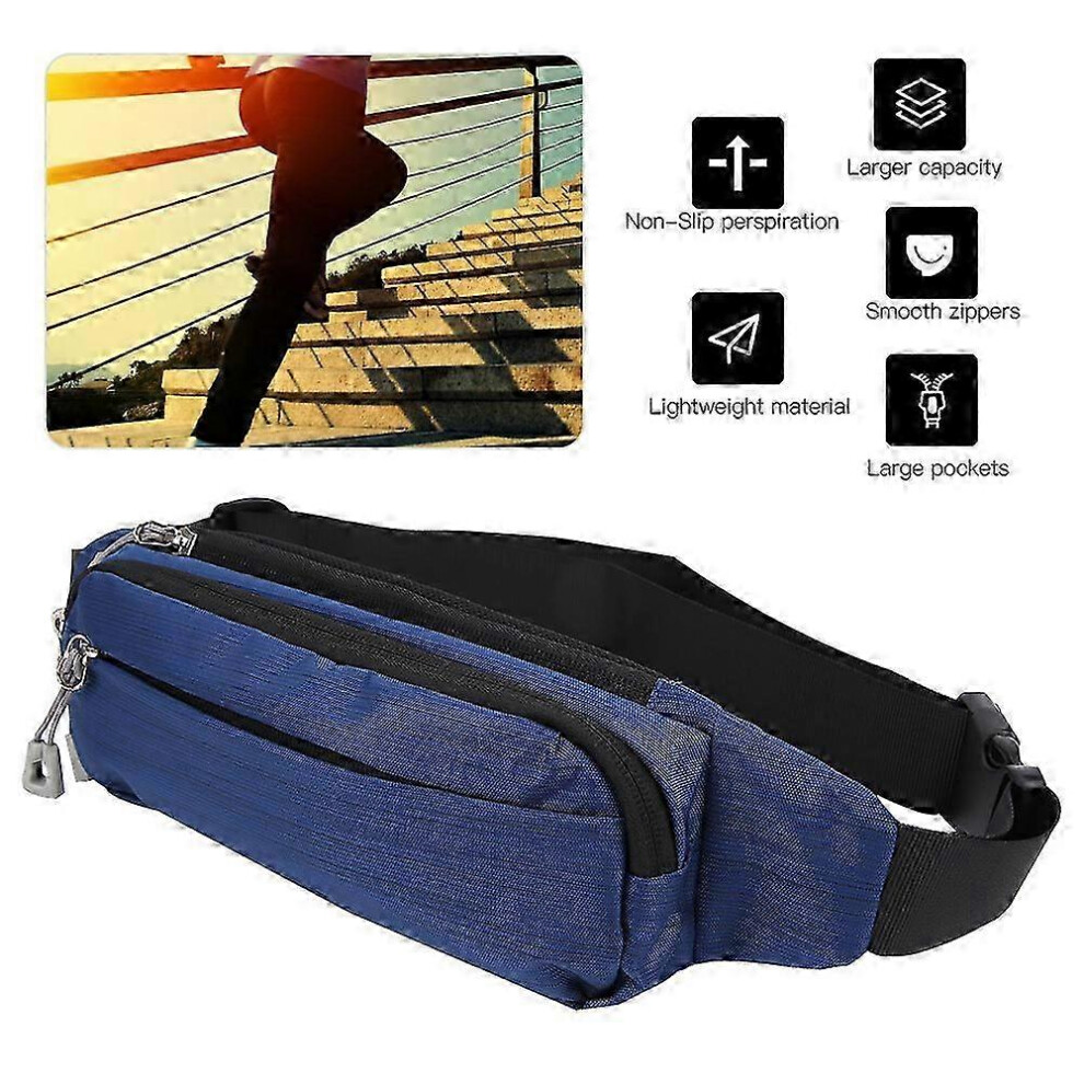 10 Inch Fanny Pack Blue, Waterproof Oxford Shoulder Bag, Running Phone Pouch-image-OPC-PMP895J-NEW