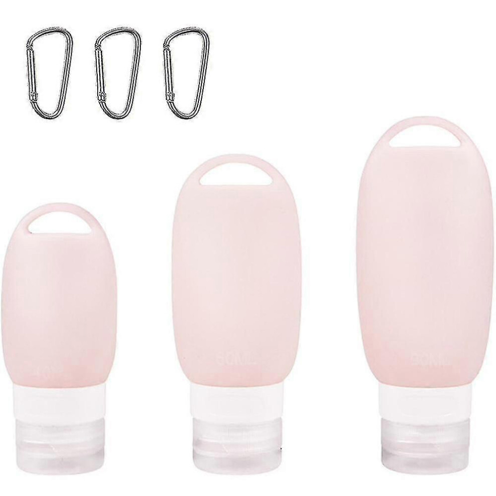 Travel Bottles Set of 3 Light Pink, Toiletry Shampoo Conditioner Containers