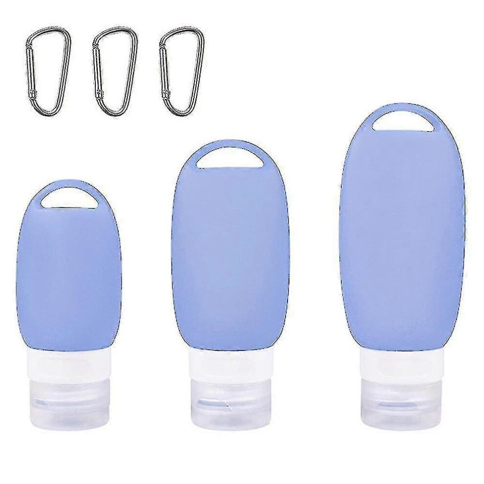 Travel Bottles Set of 3 Blue, Toiletry Shampoo Conditioner Containers