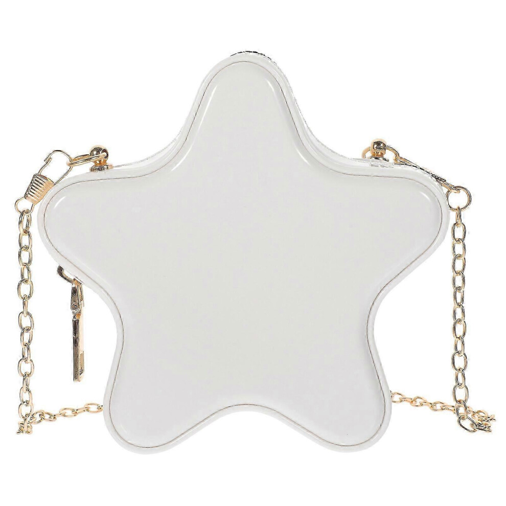 Star Handbag Shoulder Bag Messenger Bag, Chain Crossbody Purse White
