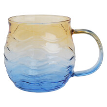 Artisanal Blown Ocean Waved Glass Cup 12Oz-Electrostatic Tape