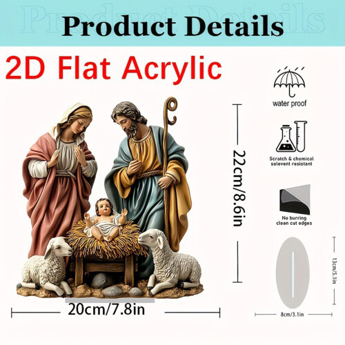 Shatterproof 2D Acrylic Nativity Scene Miniature Figurine 2