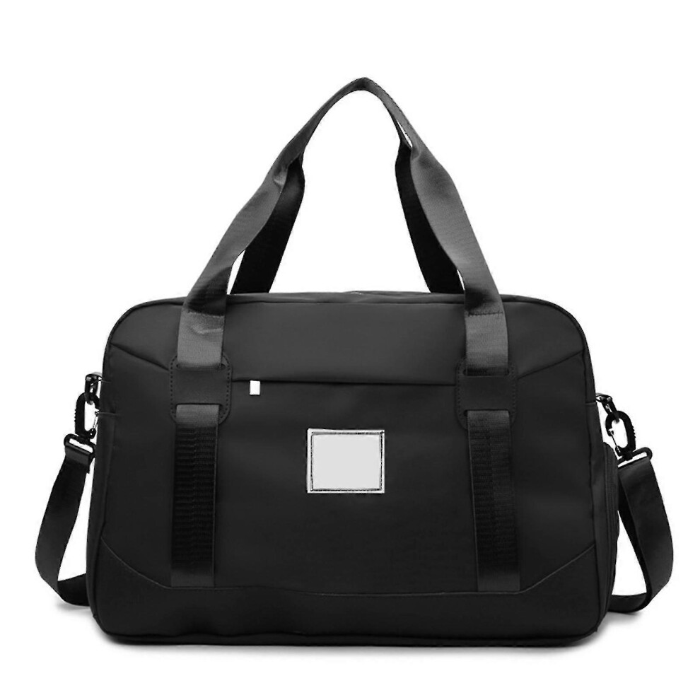 Travel Bag Black, Women's Weekend Bag, Large Handbag with Shoe Compartment