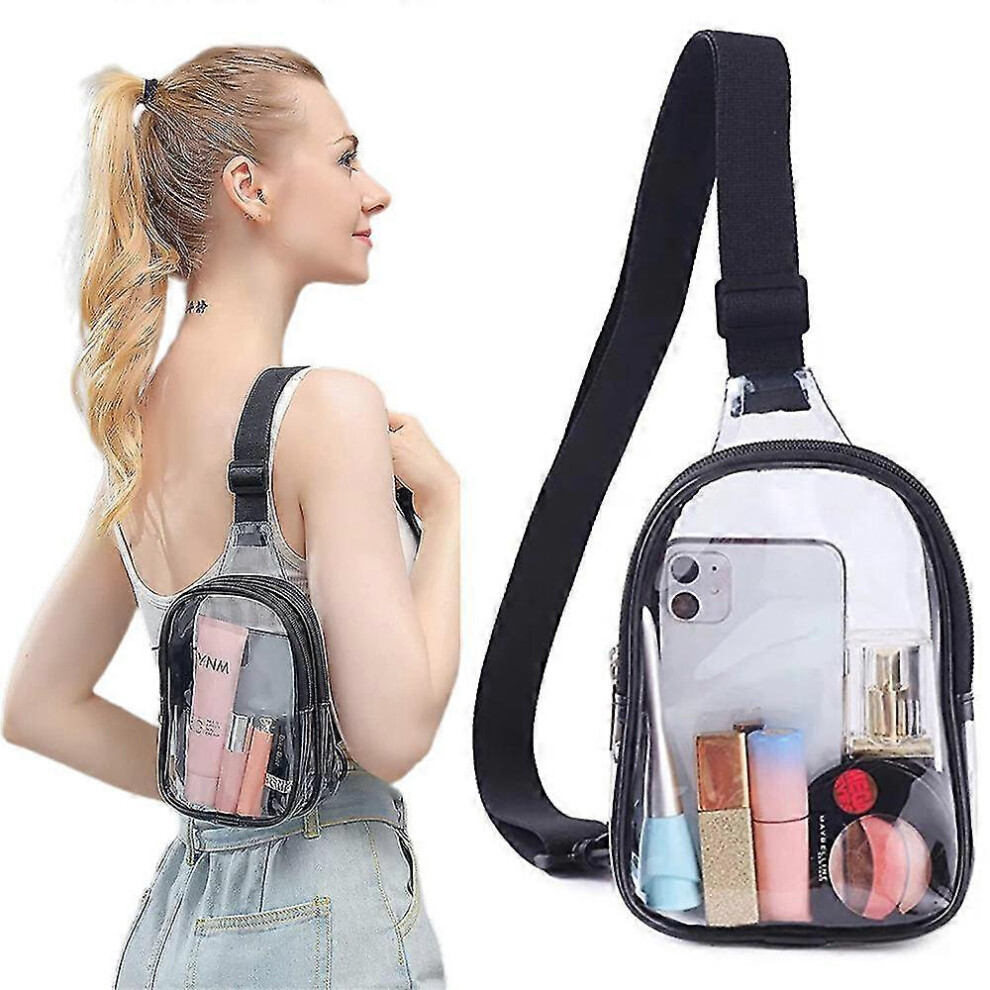 Mini Transparent Crossbody Bag, Reversible Clear Fanny Pack, Stadium Approved