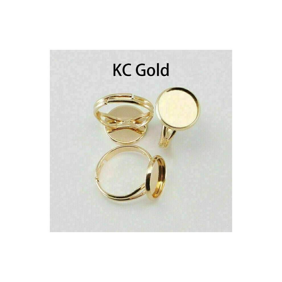 (KC Gold, 25mm x 10pcs) Adjustable Ring Blank Base DIY for 10-25 mm Glass Cabochon Jewelry Making 10pcs HOT-image-OPC-PMP8BPZ-NEW
