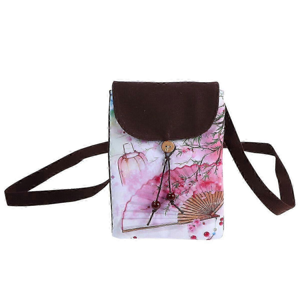 Small Printed Shoulder Bag, Ethnic Canvas Phone Bag, Zero Wallet Crossbody Purse