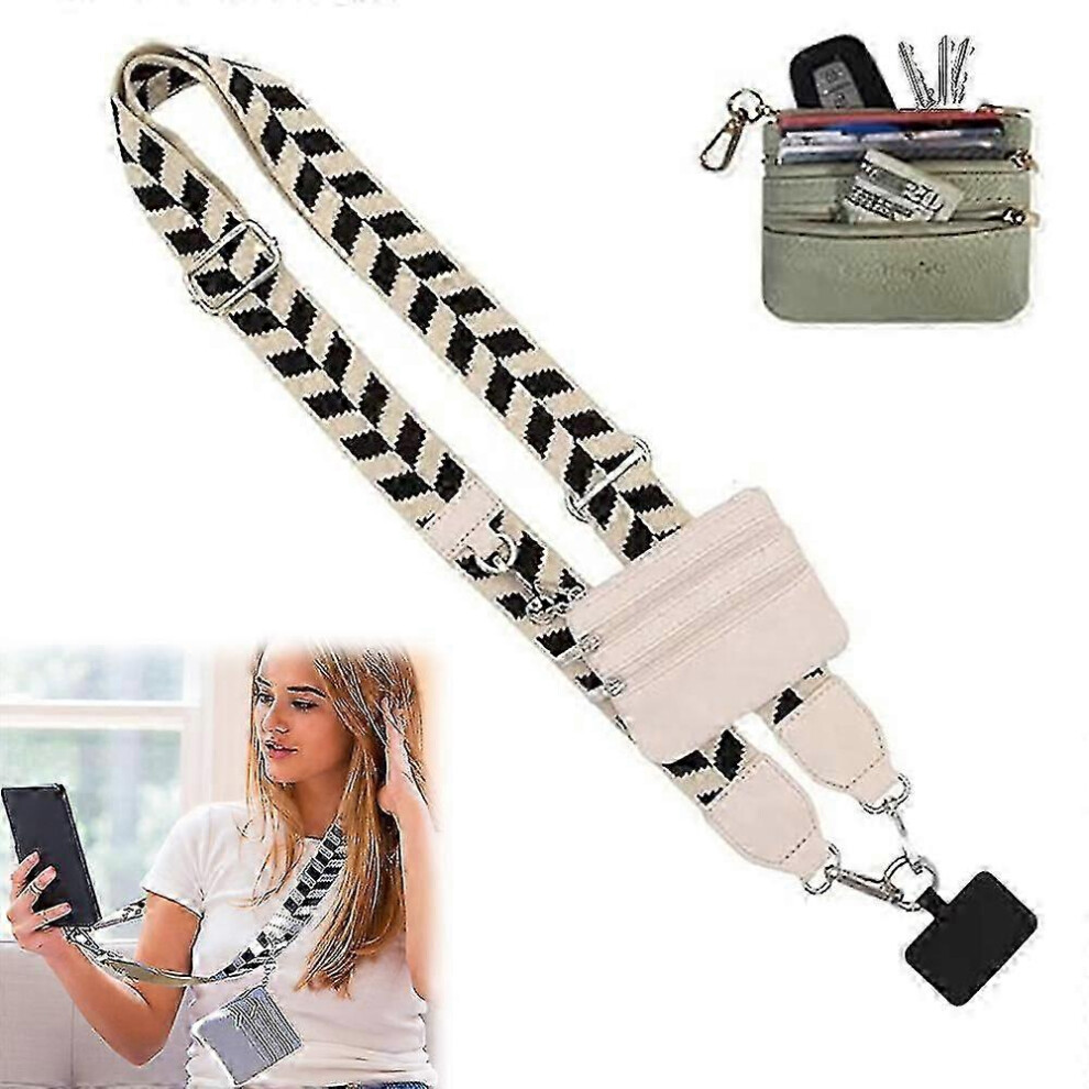 Phone Wrist Strap with Zippered Pouch White, Clip and Go Lanyard, Women's Cell Phone Wallet-image-OPC-PMP8CFR-NEW