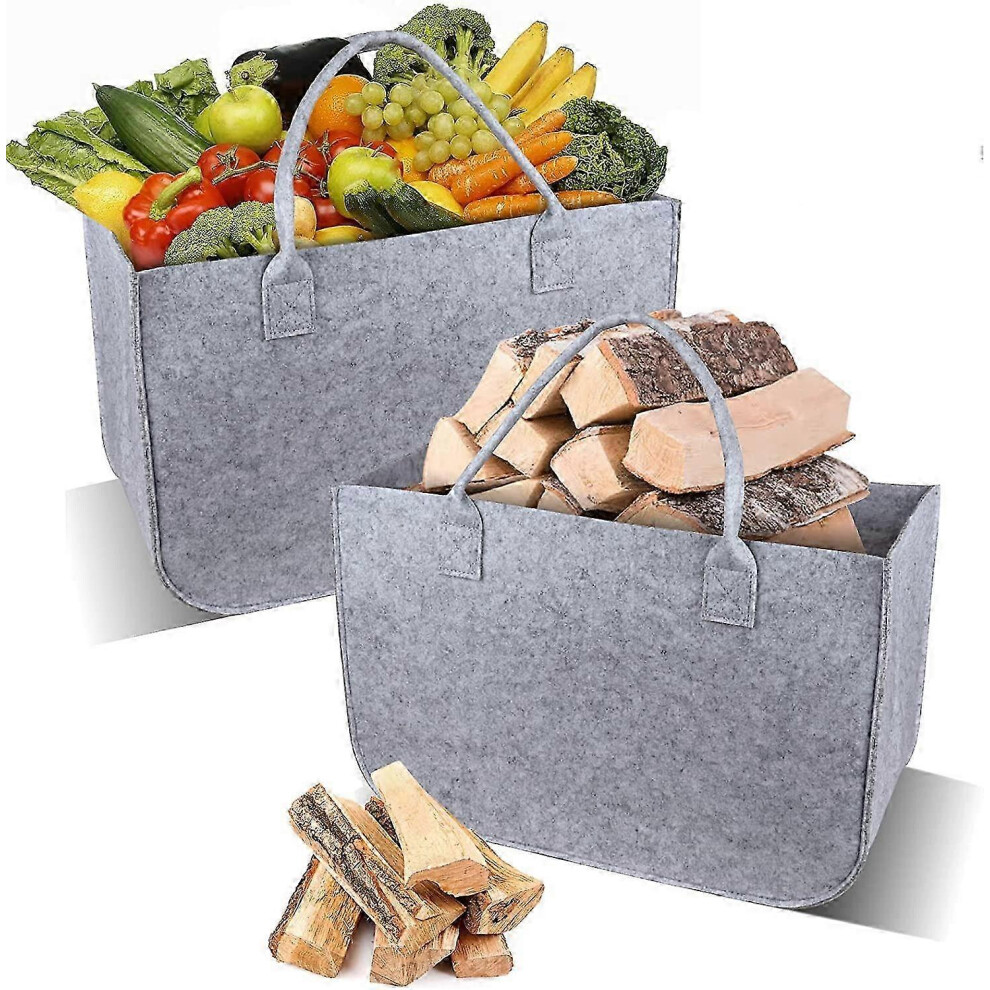 Felt Tote Bags Set of 2, Foldable Large Size Tote, Eco Friendly Shopping Bags