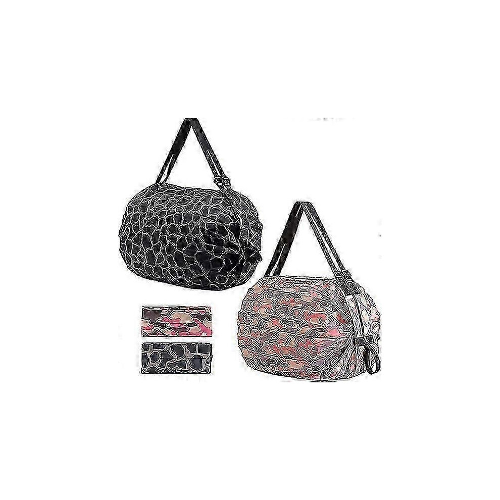 Foldable Grocery Bags Set of 2, Reusable Shopping Totes, Collapsible Market Bags