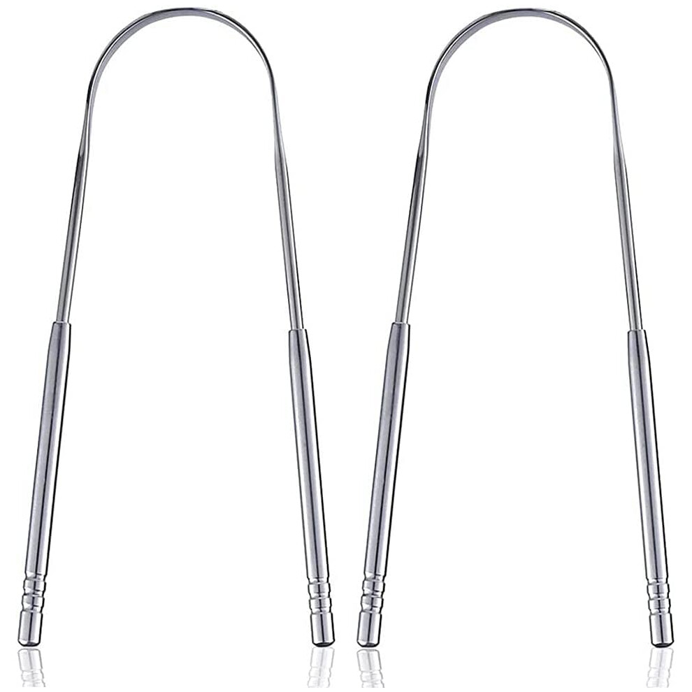 Tongue Scraper With Travel Case 2-Pack, Medical-Grade Stainless Steel Tongue Cleaner