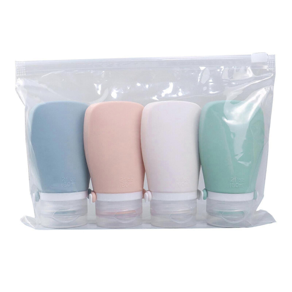 Refillable Silicone Bottles Set of 4 60ml, Leakproof Travel Containers, BPA Free Toiletry Bottles