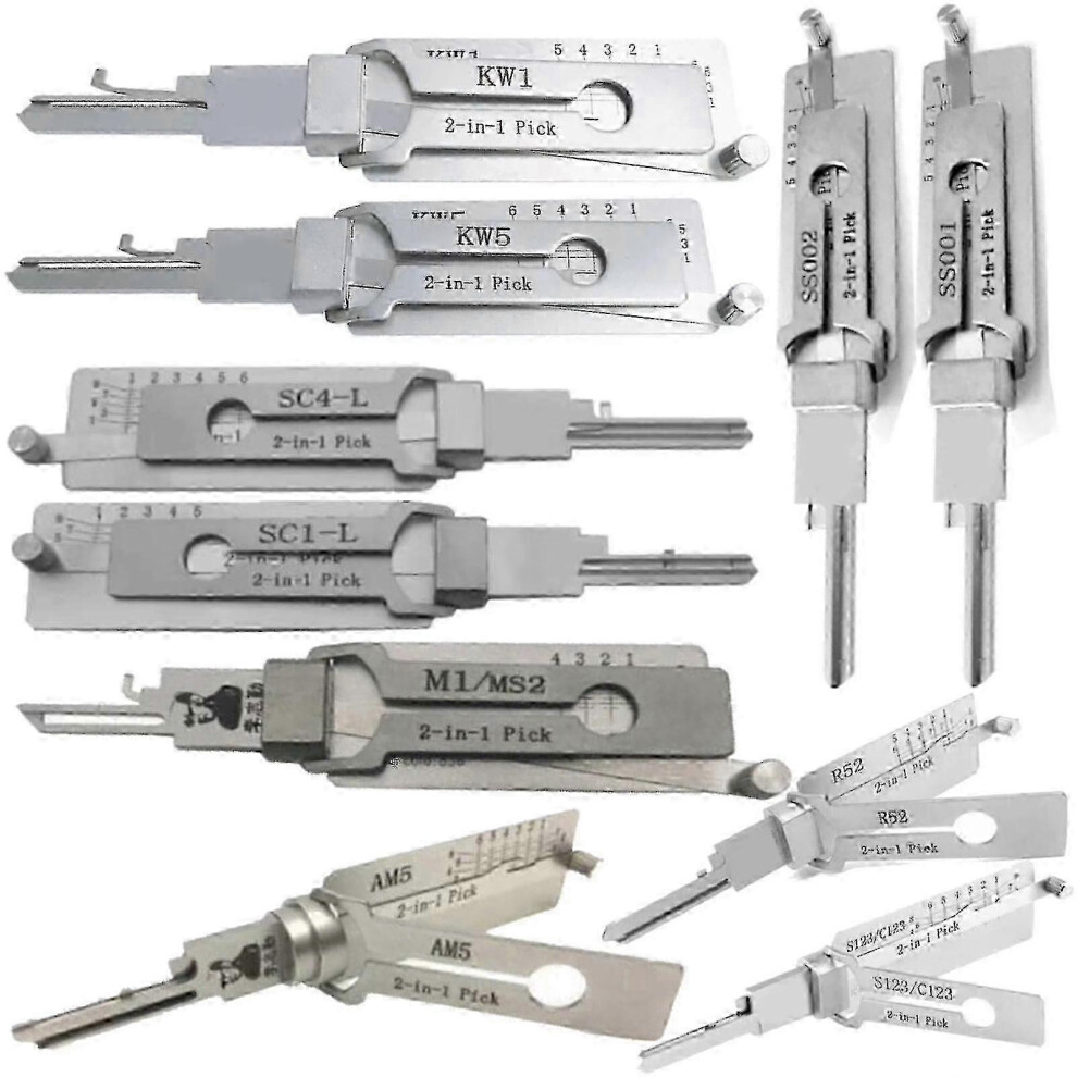 Kikidex (As Show, S5003r) 2In1 Lishi Tool For Sc1 Sc4 Kw1 Kw5 Am5 M1/Ms2 Ss001 Nsn14 Cy24v.2 Fo38 Gm37 Gm39