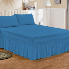 (Teal, Double (135 x 190 cm + 25 cm + Frill 40 cm)) Extra Deep Fitted Valance Sheet Bed Sheets Single Double King Super King Size