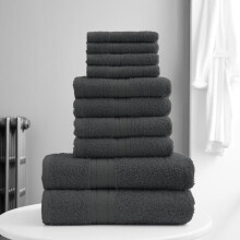 (Charcoal) 10pcs Bale Set Bathroom Luxury Towel Sets Egyptian Cotton Face Hand Bath Towels Bathroom Thick Towels