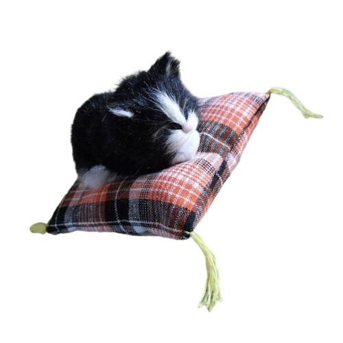 Simulation Animal Model Stuffed Sleep Cats Plush Doll with-A