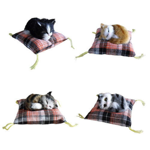Simulation Animal Model Stuffed Sleep Cats Plush Doll with-A 1
