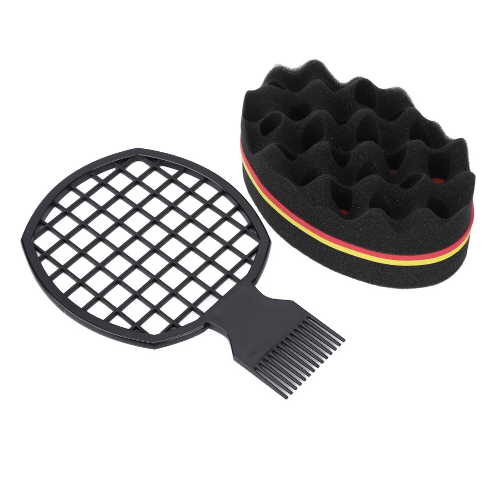 2pcs Salon Hair Coils Comb & Sponge Set, Soft Flexible Wet Hair Tools