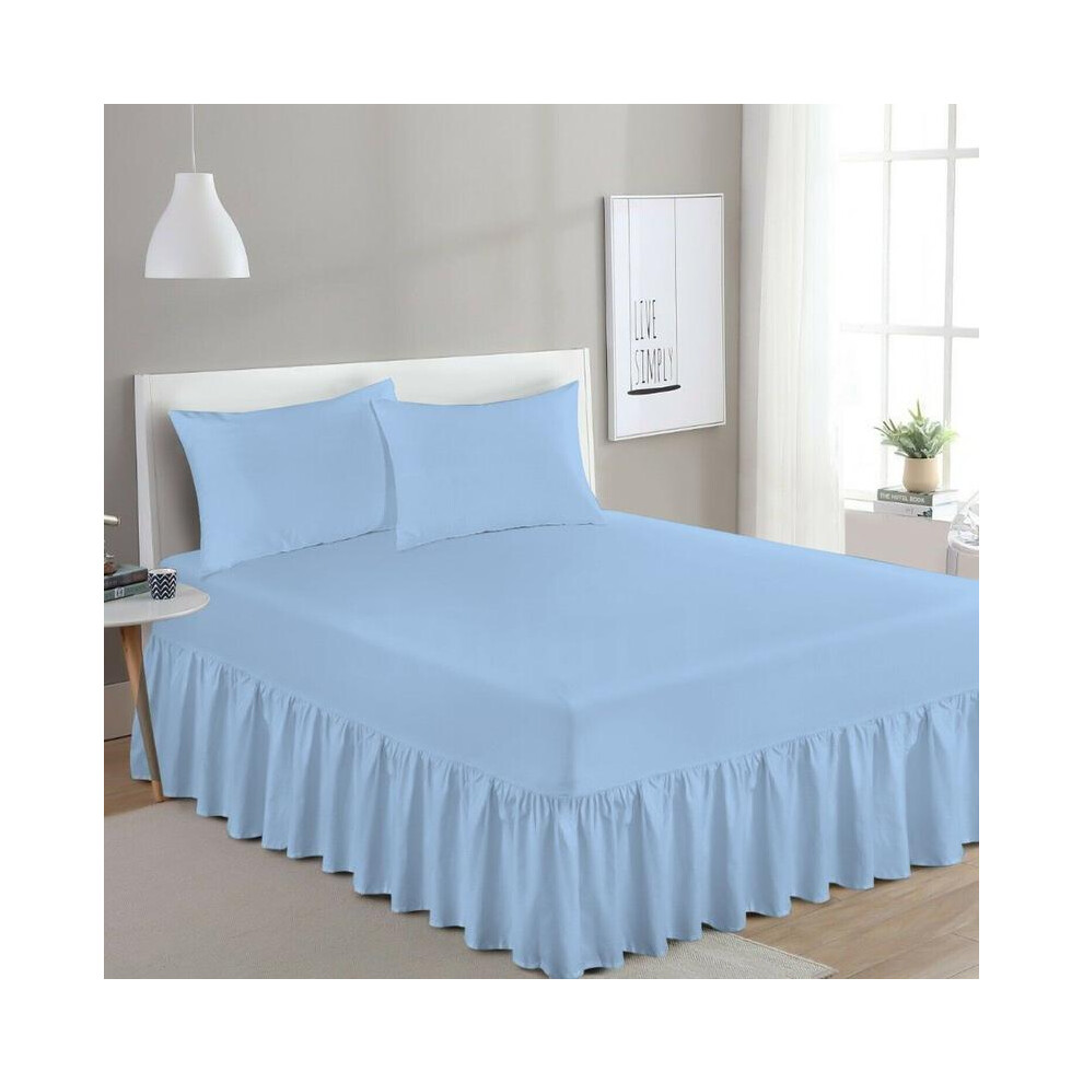 (SKY BLUE, SINGLE) Extra Deep Fitted Valance Sheet Bed Sheets Single Double King Super King Size-image-OPC-PMP8P7H-NEW