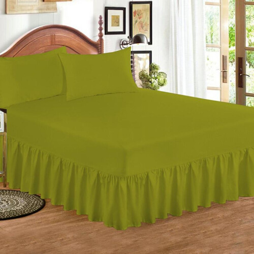 (OLIVE, KING) Extra Deep Fitted Valance Sheet Bed Sheets Single Double King Super King Size