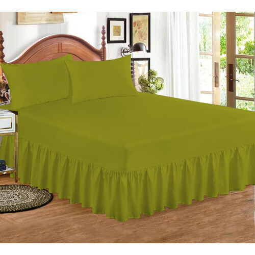(OLIVE, PILLOW CASE ONY) Extra Deep Fitted Valance Sheet Bed Sheets Single Double King Super King Size 1