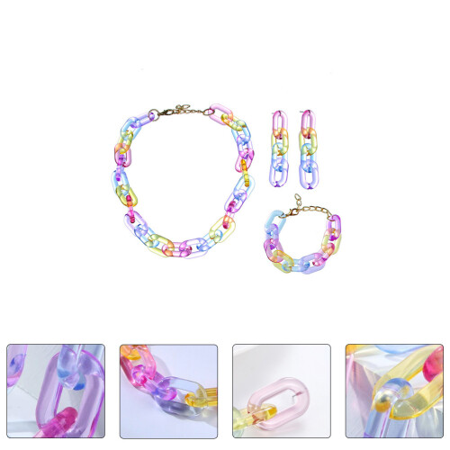 Conjunto De Acrílico Pulseira Colar Para 1