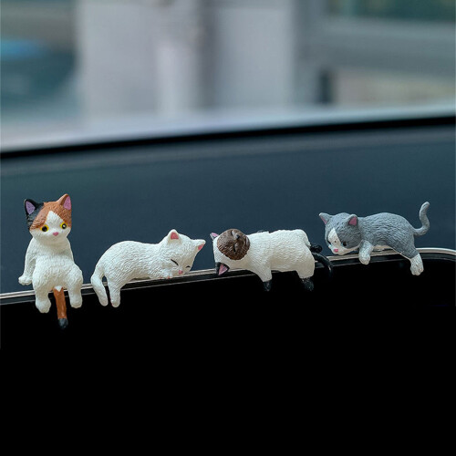 Computer Monitors Decoration 4Pcs Cartoon Cats Resins Miniature 1