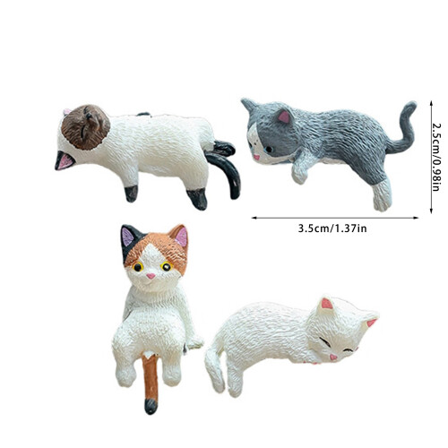 Computer Monitors Decoration 4Pcs Cartoon Cats Resins Miniature 2