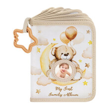Bear Design Baby Memory Book with Star Teether Rings for Cribs