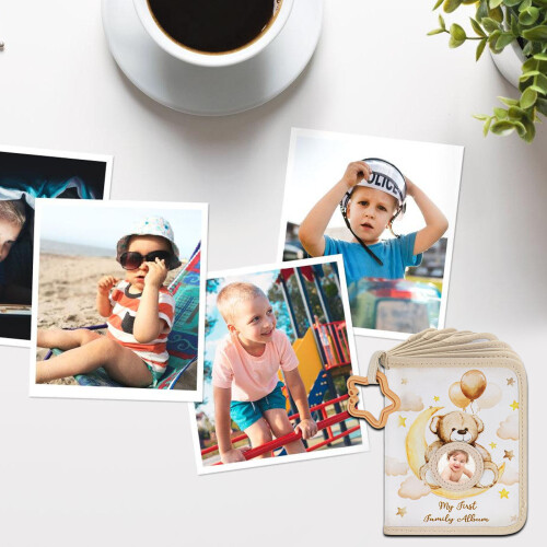 Bear Design Baby Memory Book with Star Teether Rings for Cribs 1