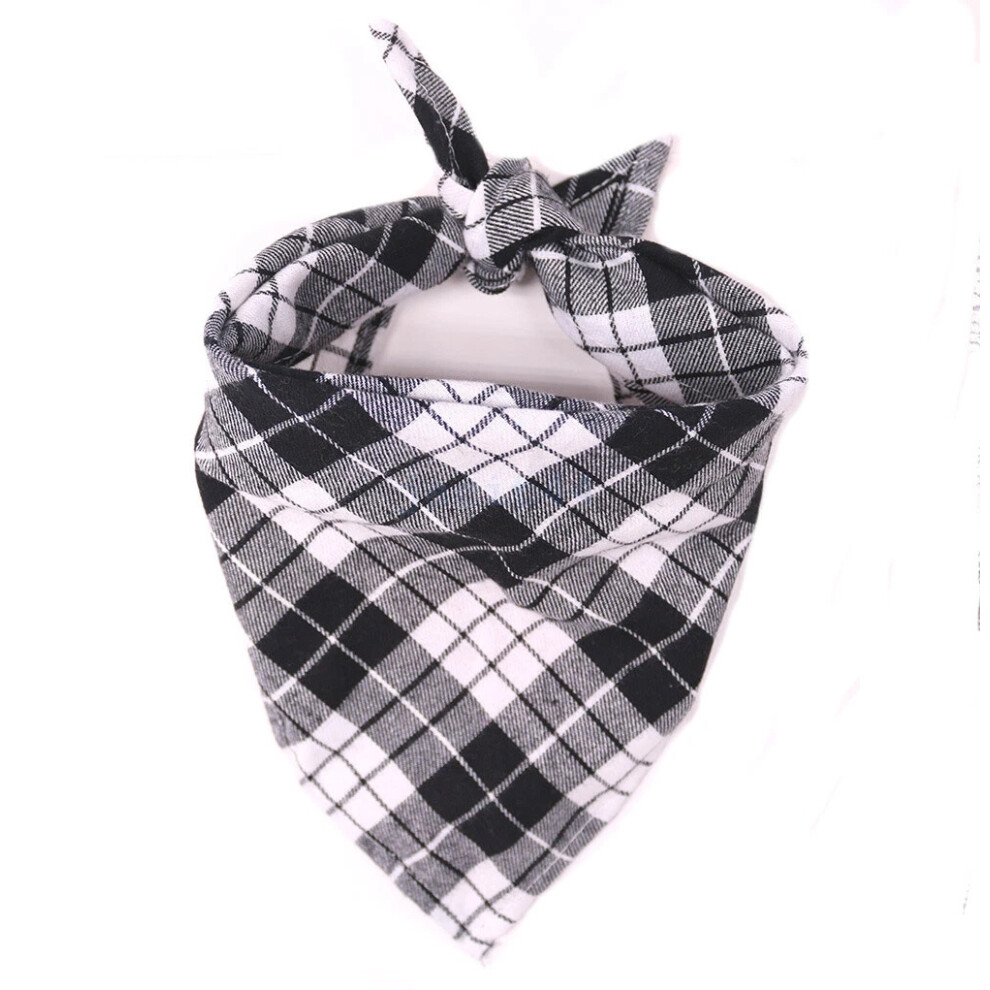 (Black and white small grid, L: 70*48*48cm) Tartan Dog Bandana over collar slide on Neckerchief Gift Dog Neck Scarf HOT-image-OPC-PMP96C2-NEW