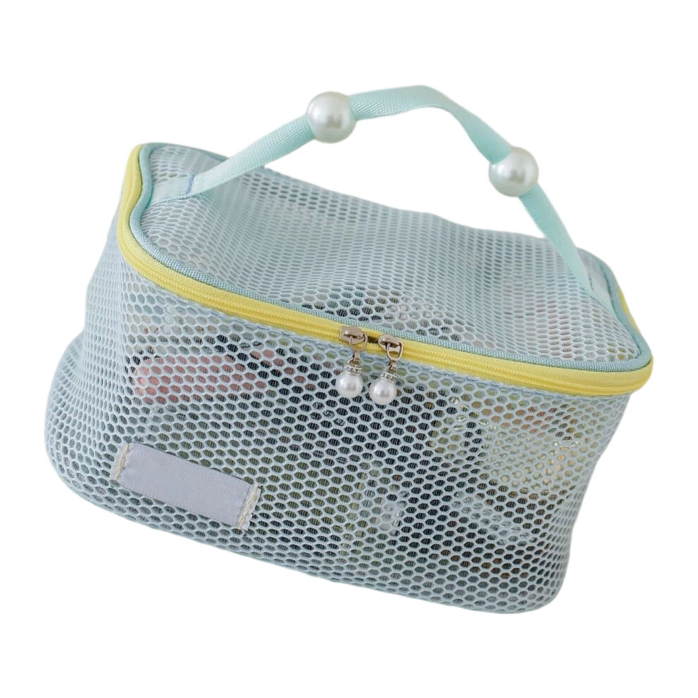 Blue Trendy Cosmetic Storage Pouches Ample Space Breathable