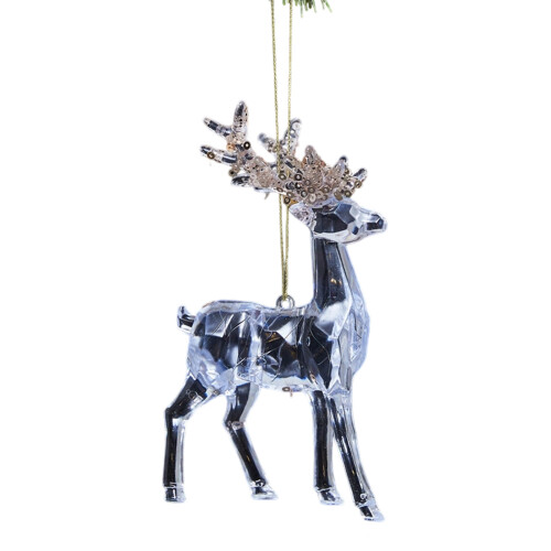 Durable Clear Holiday Ornament Set Feature Shimmering Deer-G