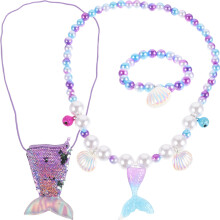 Conjunto Colar De Concha Pulseira Cauda Bolsa Para