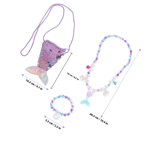 Conjunto Colar De Concha Pulseira Cauda Bolsa Para 1
