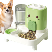 Cat Feeder And Water Dispenser 2-In-1 Automatic Pet Feeder Detachable Waterer For Cats Dogs Rabbits Green Indoor Outdoor