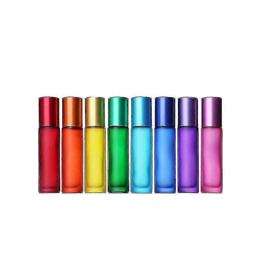 Frosted Rollerball Bottles Set of 8, 10ml Glass Essential Oil Bottles, Aromatherapy Massage Bottles