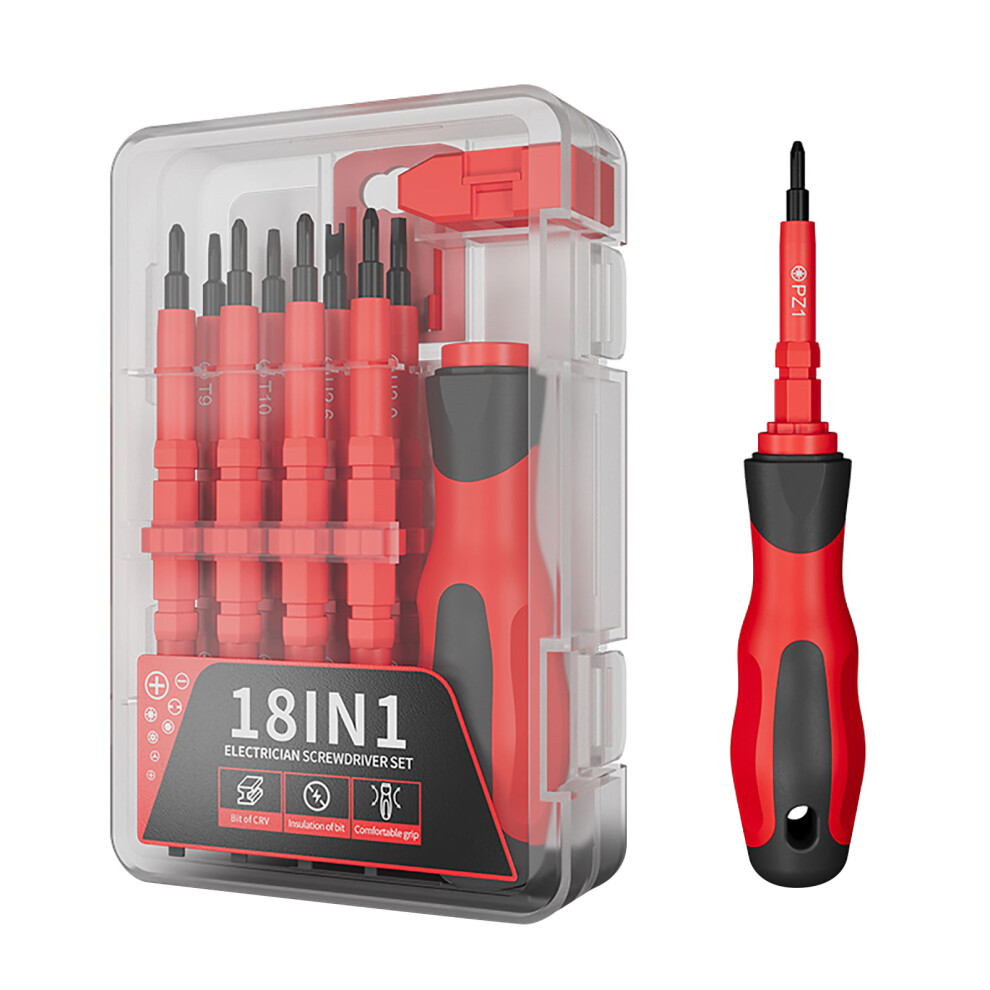 18 Part Electrician Screwdriver Set With Permanent Divisions 7755000200631