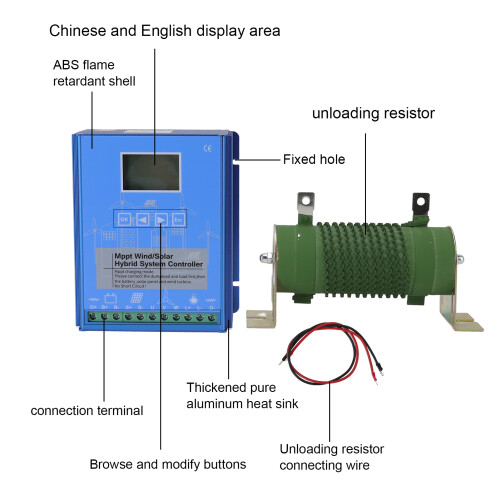 12V/24V Wind Solar Hybrid MPPT Controller LCD Display GPI-6060 2